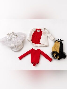 VTG Barbie Clothes Lot Tagged © Mattel Tulle‎ Tutu, Dress, Red Bodysuit & Jacket